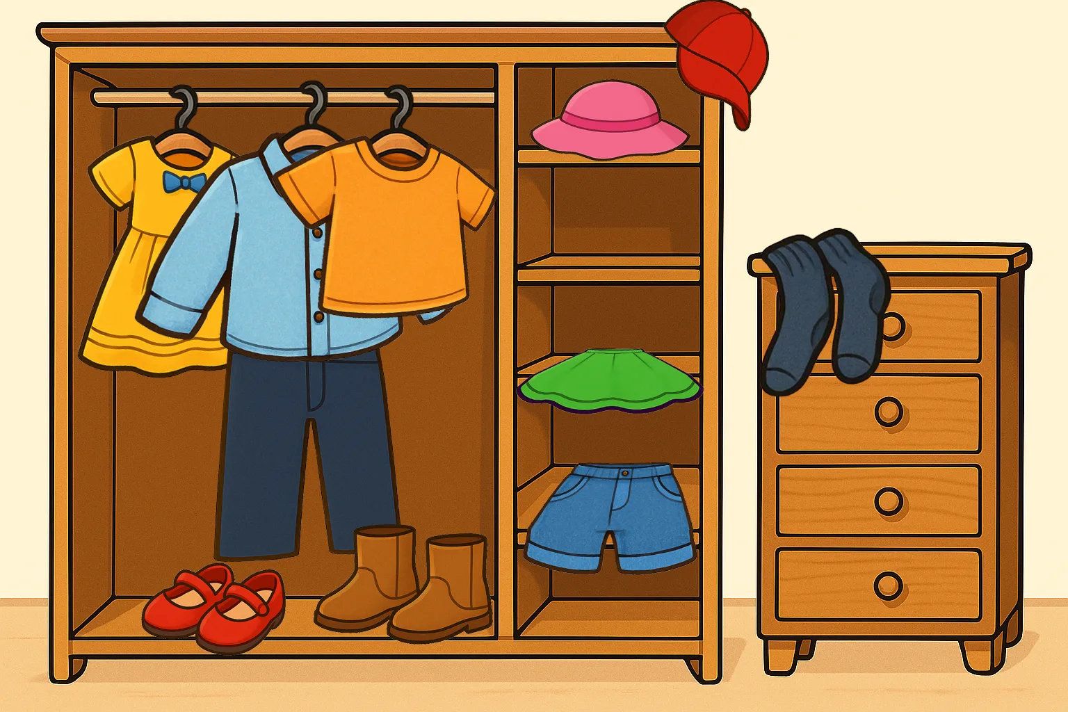 Гардероб для изучения вещей на английском языке
